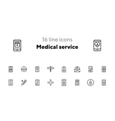 Medical Service Line Icon Set Insurance Online