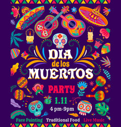 Day Of Dead Skulls Mexican Holiday Party Flyer