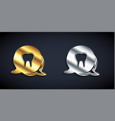 Gold And Silver Tooth Icon Isolated On Black