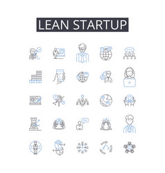 Lean Startup Line Icons Collection Agile