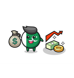 Pakistan Flag Cartoon Holding Money Sack