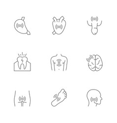 Set Line Icons Of Body Pain