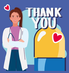 Thank You Lettering With Doctor Female