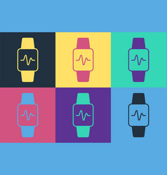 Pop Art Smart Watch Showing Heart Beat Rate Icon