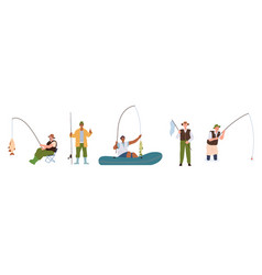 Set Of Fisherman Cartoon Characters Using