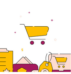 Basket Shopping Cart Filled Line Icon Simple