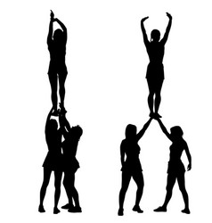 Black Silhouette Acrobats Show Stand On Hand