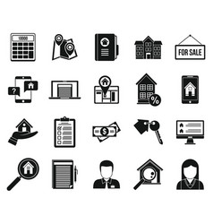 City Realtor Icons Set Simple Style