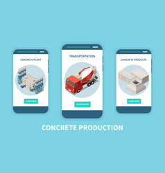 Concrete Cement Production Isometric Banner Set