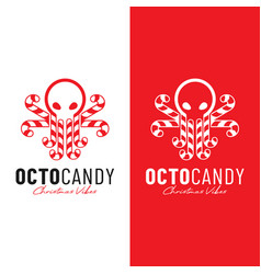 Octopus Christmas Candy Logo Design Template