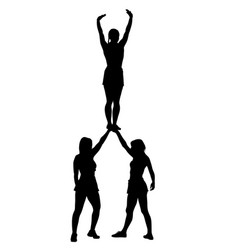 Black Silhouette Acrobats Show Stand On Hand