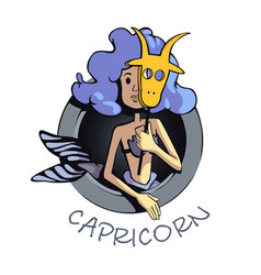 Capricorn Zodiac Sign Woman Flat Cartoon