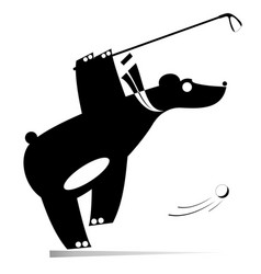 Cartoon Bear Plays Golf