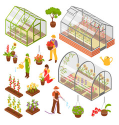 Isometric 3d Greenhouse Icon Set