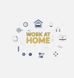 Wfh Work From Home Concept With Icon Set Big