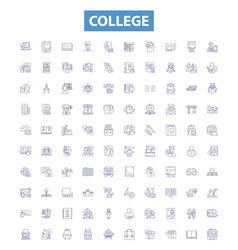 College Line Icons Signs Set Higher