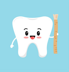 Cute Tooth Molar With Siwak Or Miswak Toothbrush