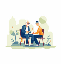 Elderly Couple Sitting On A Bench In The Park