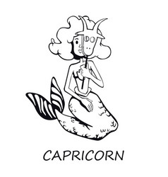 Capricorn Zodiac Sign Woman Outline Cartoon