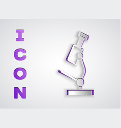 Paper Cut Microscope Icon Isolated On Grey