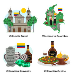 Colombia Tourism Concept Icons Set