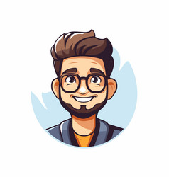 A Young Man With Glasses And Beard In Cartoon