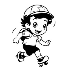 Boy Rollerblading On White Background For Your