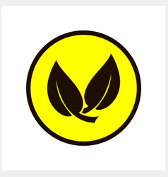 Doodle Leaf Icon Isolated Yellow Button Stencil