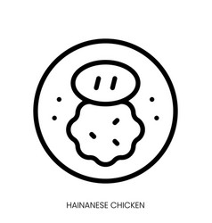 Hainanese Chicken Icon Line Art Style Design