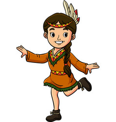 Native American Indian Girl Dancing Clipart