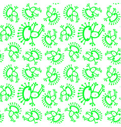 Neon Green White Doodle Alien Frog Seamless