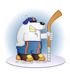 Polar Bear Hockey Player Cartoon