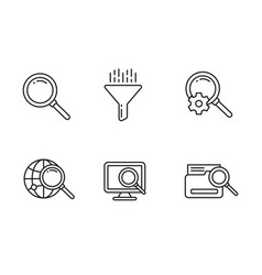 Set Of Search Icons With Linear Style And Black