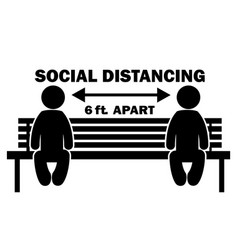 Social Distancing 6ft Apart Stick Figure On Bench