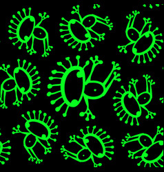 Neon Green Black Monochrome Doodle Alien Frog