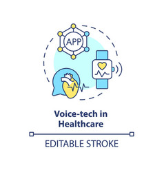 2d Voice-tech In Healthcare Line Icon Concept