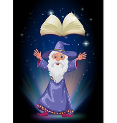 An Old Wizard Below The Floating Empty Book