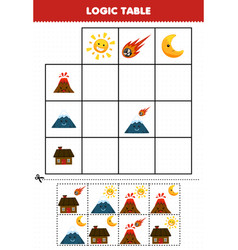 Education Game For Children Logic Table Cartoon