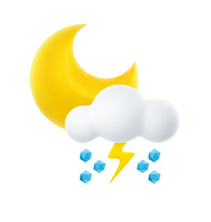 3d Cartoon Weather Icon Of Night Hail