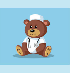 Cartoon Doctor Teddy Bear With Stethoscope