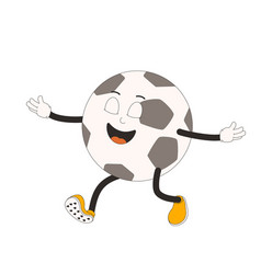 Happy Football Ball Groovy Character Soccer Retro