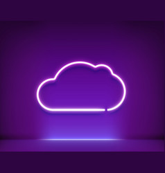 Neon Glowing Cloud In Dark Interior Frame