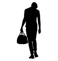 Silhouette Of A Walking Man On A White Background