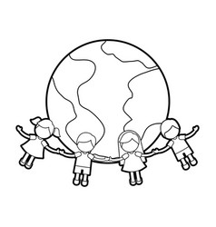 Children Holding Hands Around World Royalty Free Vector