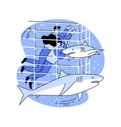 Diving With Sharks Isolated Cartoon