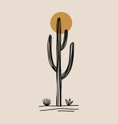 Modern Abstract Wild Cactus Silhouette