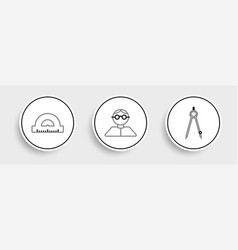 Set Line Drawing Compass Protractor Grid