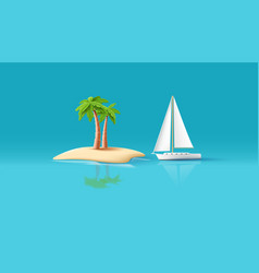 3d Of Tourist Island With Palm