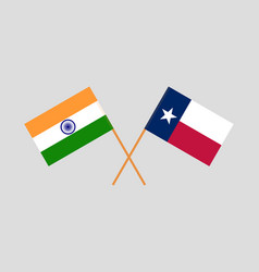 Crossed Flags Of India And The State Of Texas