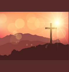 He Is Risen Background With Sunset Landscape